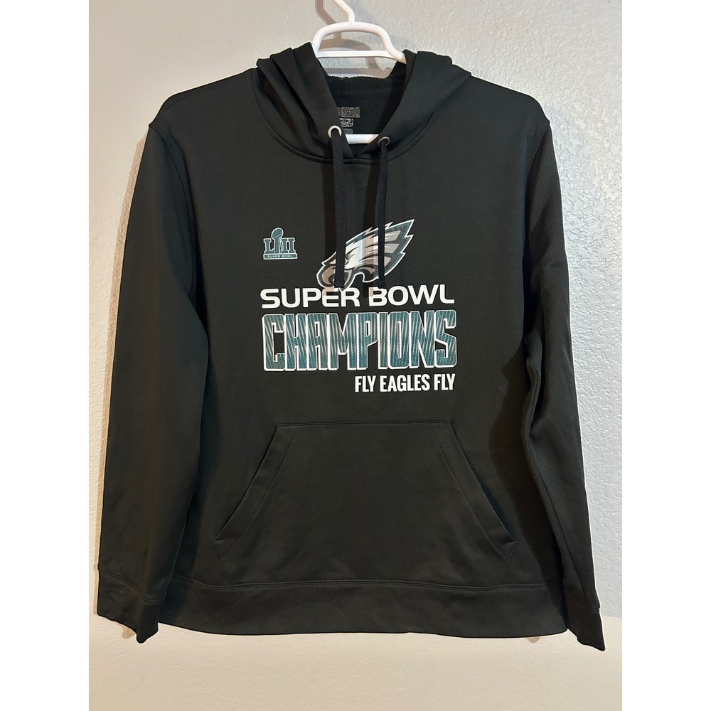 Nike Philadelphia Eagles Super Bowl LII Champions Hoodie Mens Large Black TX3